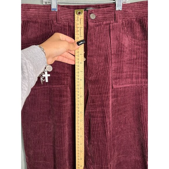 Zara Trafaluc Women's Large Straight Leg Corduroy Pocket Pants Maroon - Picture 4 of 6